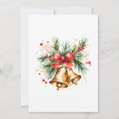 Golden Bells mit Red Bow und Pine Christmas Einladung (Rückseite)