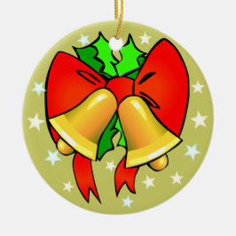 Golden Bells Red Bows Green Heilige Weihnachten Keramik Ornament