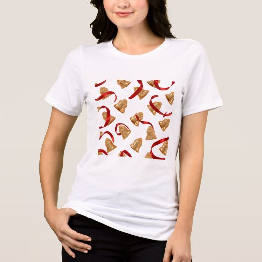 Golden Bells & Ribbon Pattern Tri-Blend Shirt (Vorderseite)