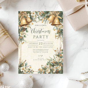 Golden Bells Rustikales Weihnachten Einladung