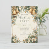 Golden Bells Rustikales Weihnachten Einladung (Stehend Vorderseite)