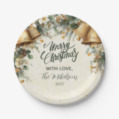 Golden Bells Rustikales Weihnachten Pappteller (Vorderseite)