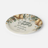 Golden Bells Rustikales Weihnachten Pappteller (Schrägansicht)