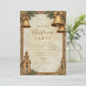 Golden Bells Weihnachts-Party Einladung (Stehend Vorderseite)