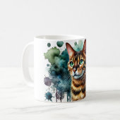 Golden Bengalisch Cat Wasserfarbe Kaffeetasse (Vorderseite Links)