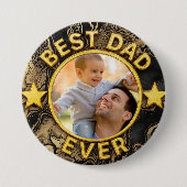 Golden Best Dad ever Photo Happy Father's Day Button (Vorderseite)
