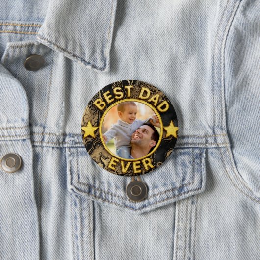 Golden Best Dad ever Photo Happy Father's Day Button (Beispiel)