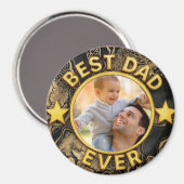 Golden Best Dad ever Photo Happy Father's Day  Magnet (Vorderseite/Rückseite)