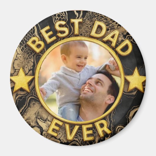 Golden Best Dad ever Photo Happy Father's Day  Magnet (Vorne)