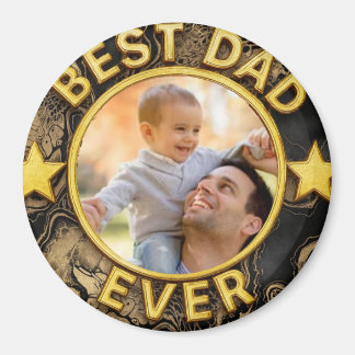 Golden Best Dad ever Photo Happy Father's Day Magnet