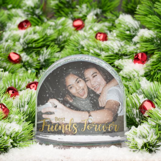 Golden Best Friends Forever Modernes Script Foto Schneekugeln (Weihnachten)
