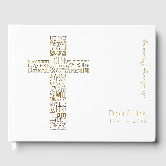 Golden Bible Verses von John 14 Memory Guest Book Gästebuch (Vorderseite)