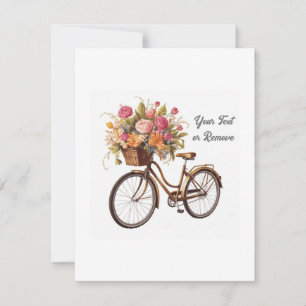 Golden Bicycle mit Blume Basket Vintag Dankeskarte