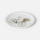 Golden Bicycle mit Blume Basket Vintag Pappteller (Schrägansicht)