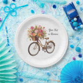 Golden Bicycle mit Blume Basket Vintag Pappteller (Party)