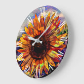 Golden Big Sunflower Große Wanduhr (Winkel)
