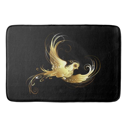 Golden Bird im schwarzen Hintergrund Badematte (Vorderseite)
