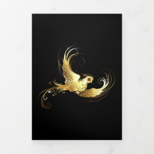 Golden Bird im schwarzen Hintergrund Dreifach Gefaltete Urlaubskarte