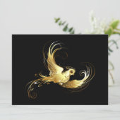 Golden Bird im schwarzen Hintergrund Feiertagskarte (Stehend Vorderseite)