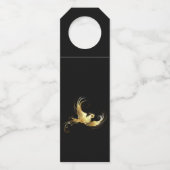 Golden Bird im schwarzen Hintergrund Flaschenanhänger (Rückseite)