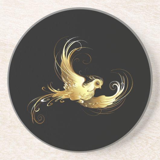 Golden Bird im schwarzen Hintergrund Getränkeuntersetzer (Vorne)