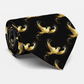 Golden Bird im schwarzen Hintergrund Krawatte (Gerollt)