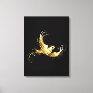 Golden Bird im schwarzen Hintergrund Leinwanddruck