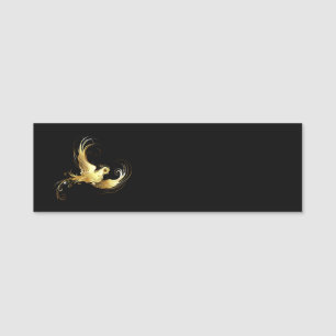Golden Bird im schwarzen Hintergrund Namensschild