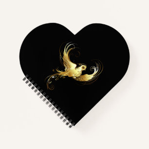 Golden Bird im schwarzen Hintergrund Notizblock
