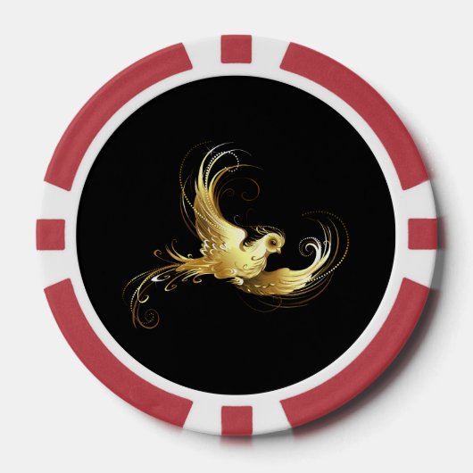 Golden Bird im schwarzen Hintergrund Pokerchips (Vorderseite)