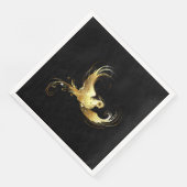 Golden Bird im schwarzen Hintergrund Serviette (Ecke)