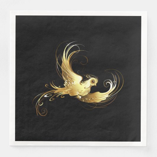 Golden Bird im schwarzen Hintergrund Serviette (Vorderseite)