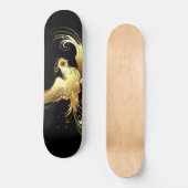 Golden Bird im schwarzen Hintergrund Skateboard (Vorderseite)