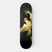 Golden Bird im schwarzen Hintergrund Skateboard (Vorderseite)