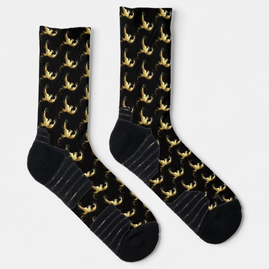 Golden Bird im schwarzen Hintergrund Socken (Rechts)