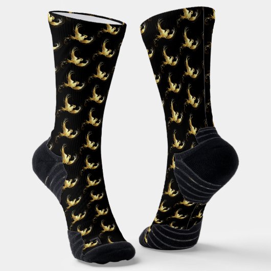 Golden Bird im schwarzen Hintergrund Socken (Gewinkelt)