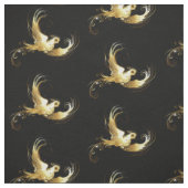 Golden Bird im schwarzen Hintergrund Stoff (Muster)