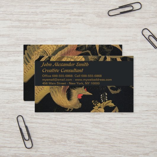 Golden Bird Japanische Klassik Antike Visitenkarte (Vorderseite/Rückseite Beispiel)