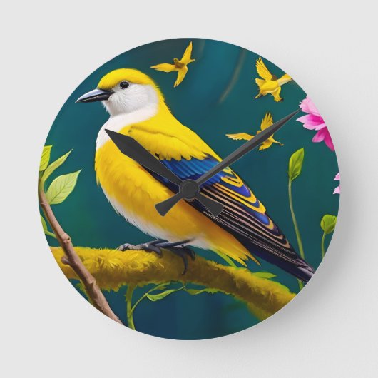 Golden Bird Runde Wanduhr (Vorderseite)