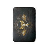 Golden Bird Skull auf schwarzem Hintergrund Badematte (Vorderseite Vertikal)