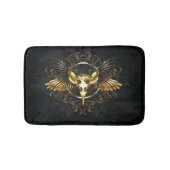 Golden Bird Skull auf schwarzem Hintergrund Badematte (Vorderseite)