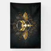 Golden Bird Skull auf schwarzem Hintergrund Banner (Vertikal)