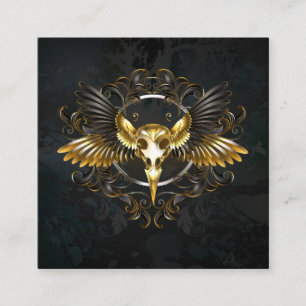 Golden Bird Skull auf schwarzem Hintergrund Begleitkarte