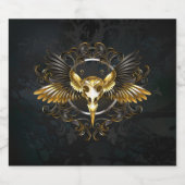Golden Bird Skull auf schwarzem Hintergrund Bierflaschenetikett (Einzelnes Label)