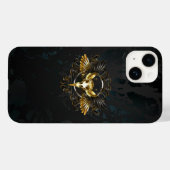 Golden Bird Skull auf schwarzem Hintergrund Case-Mate iPhone Hülle (Rückseite (Horizontal))