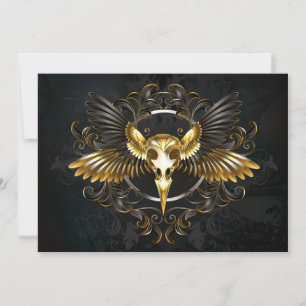 Golden Bird Skull auf schwarzem Hintergrund Dankeskarte