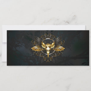 Golden Bird Skull auf schwarzem Hintergrund Einladung