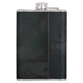 Golden Bird Skull auf schwarzem Hintergrund Flachmann (Rückseite)