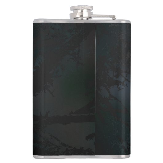 Golden Bird Skull auf schwarzem Hintergrund Flachmann (Rückseite)