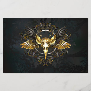 Golden Bird Skull auf schwarzem Hintergrund Flyer